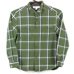 Old Navy Men's Button Up LS Collared Shirt Size XL Green White Check Warm euc